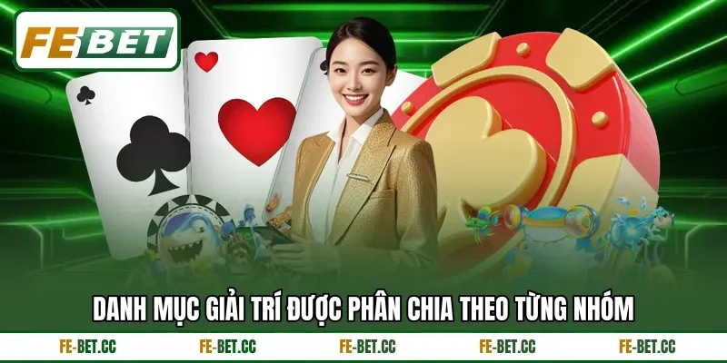 Danh mục giải trí được phân chia theo từng nhóm